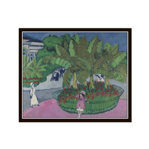 Vintage Painting On the Plaza, Vintage Painting, Home Decor, Wall Art, Preppy Wall Art, Chinoiserie Art Print