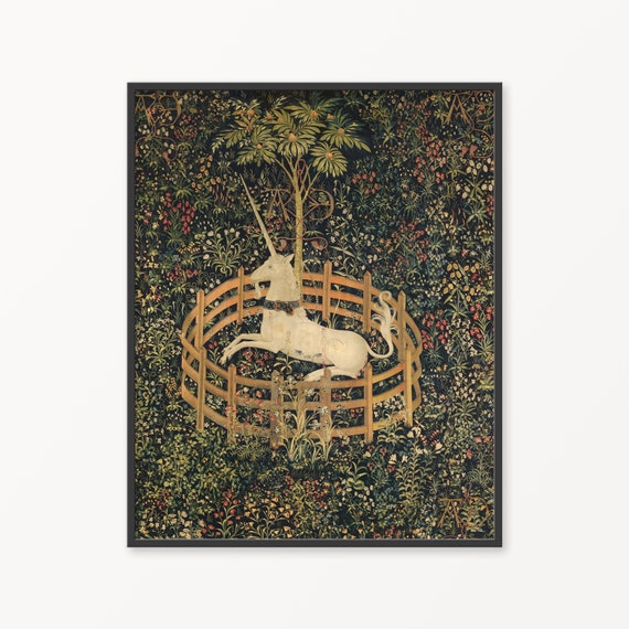 Unicorn Print Unicorn Tapestry Print Medieval Tapestry - Etsy