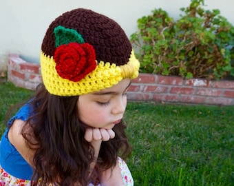 Belle hat - crocheted Disney princess beanie - Beauty and the Beast