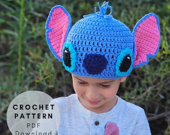 Gestikte beanie GEHAAKT PATROON - Lilo and Stitch-personagehoed