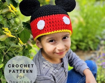 Mickey Mouse Hat CROCHET PATTERN: Disney Beanie (PDF Download)