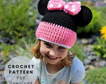 Minnie Mouse Hat CROCHET PATTERN: Disney Beanie (PDF Download)