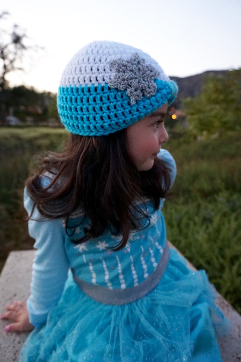 Queen Elsa beanie CROCHET PATTERN Frozen Disney character hat image 5