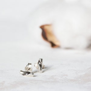 sterling silver small twist beaded stud earrings oxidised