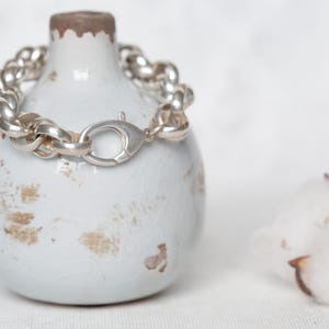 Sterling Silver Chunky Heavy Link Artisan Bracelet Handcrafted Jewellery UK