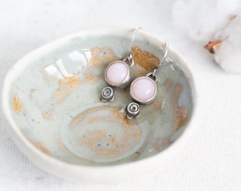 Pink Opal Rosebud Dangle Earrings