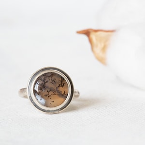 Dendritic Agate Ring - Sterling Silver Ring - Sterling Silver Dendrite Jewellery - Artisan Silver - Handcrafted Silver Ring