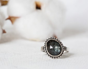 Handmade Sterling Silver Blue Topaz Star Ring - UK Size O