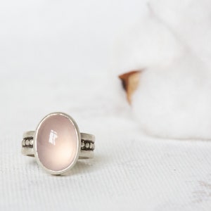Sterling Silver Large Oval Rose Quartz ring