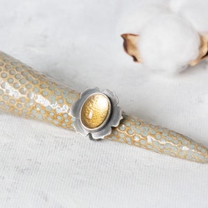 Sterling Silver Citrine Ring Handmade Citrine Flower Ring Citrine Artisan Jewellery Oxidised Silver Ring image 1