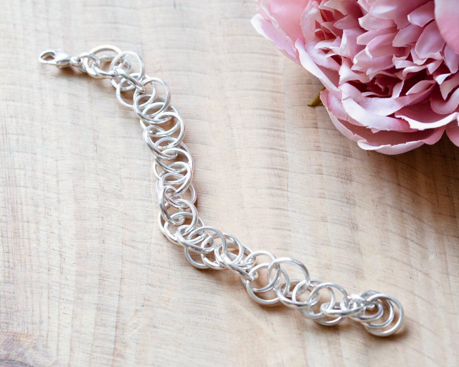 Sterling Silver Chain Link Bracelet Womens Silver Bracelet Gift for Her