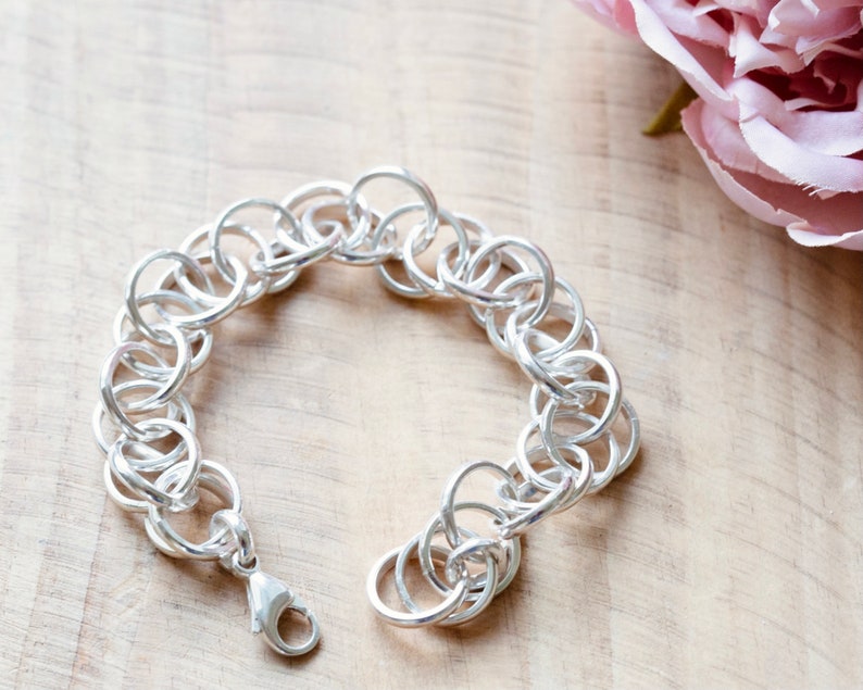 Sterling Silver Chain Link Bracelet Womens Silver Bracelet Gift for Her
