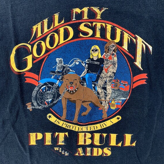 Vintage Biker Shirt Pit Bull With Aids Harley Sturgis Single