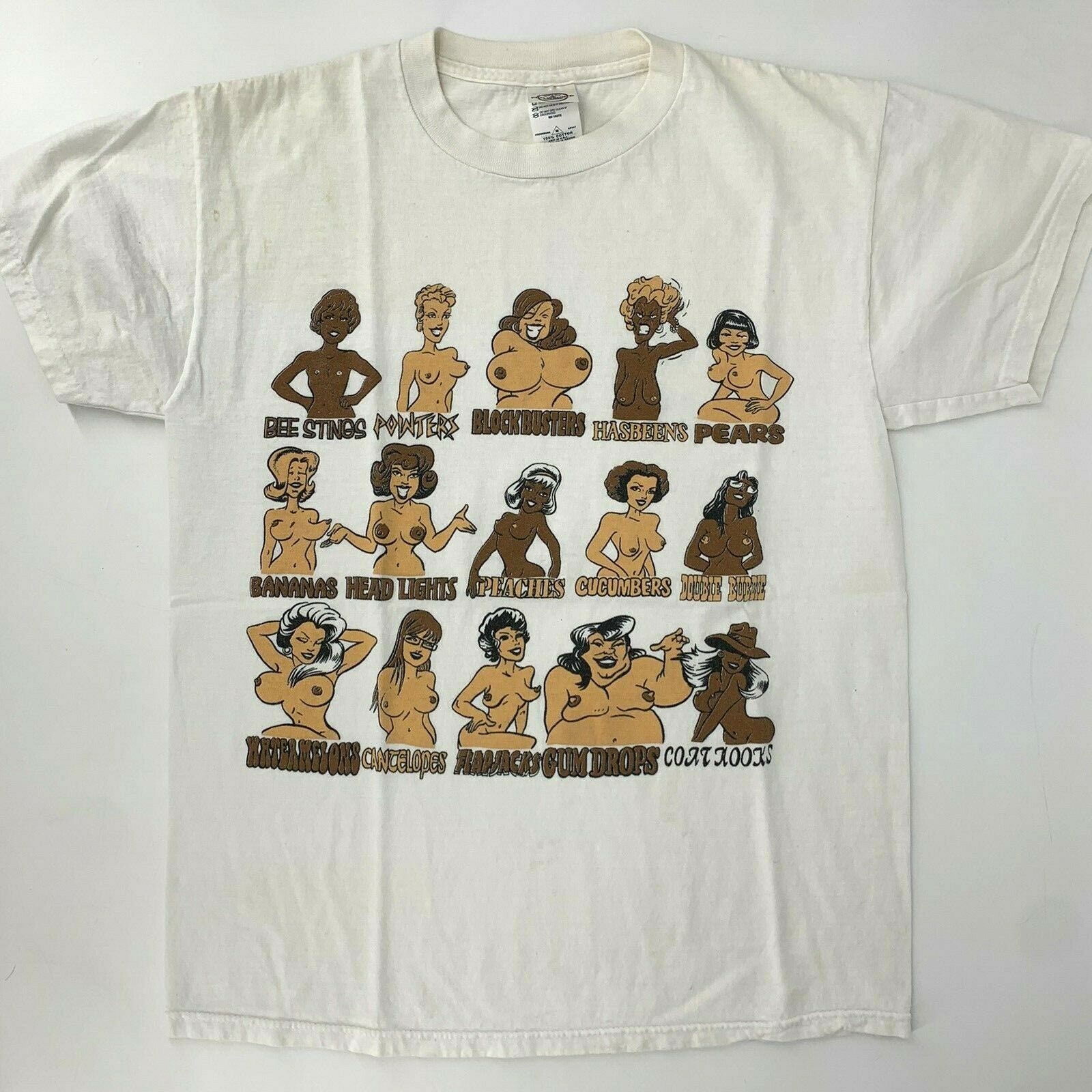 VTG 90s Boob Chart Shirt Mens Medium Boobies Nude Playboy Hook up ...