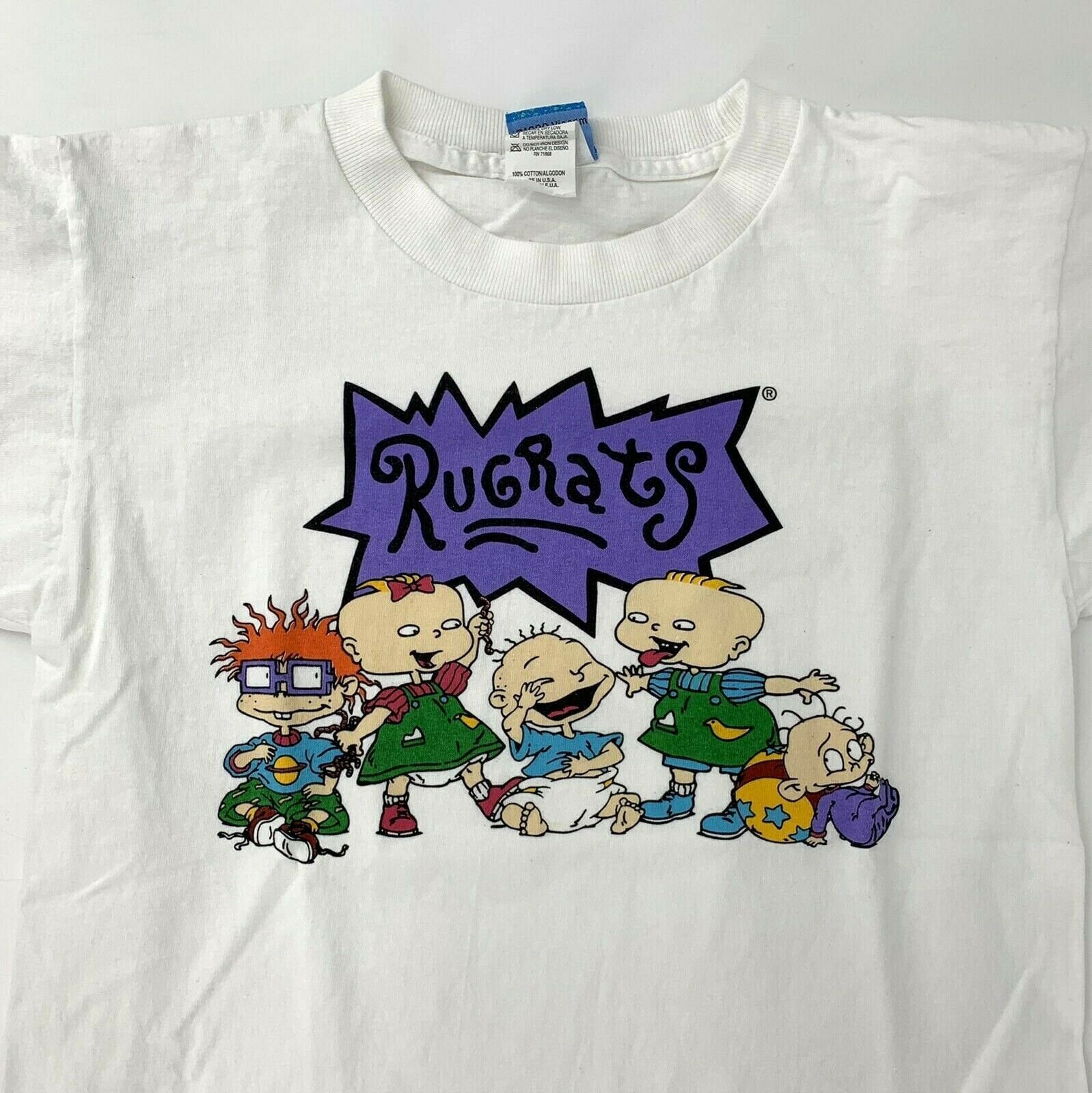 Nickolodeon Men T-Shirt XL White Best Of The 90s Cartoons Ren Stimpy Rugrats