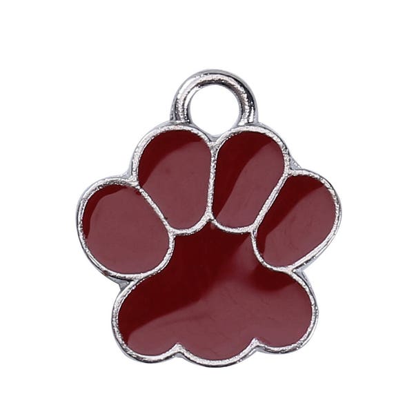 10 Bear paw enamel charms, Tiger Charms, Mascot Charms, Jewelry Making Supplies