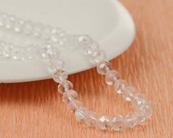 220 8mm Round Faceted Clear AB Beads