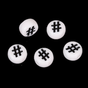 7mm Hashtag Alphabet Beads