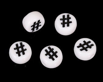 7mm Hashtag Alphabet Beads