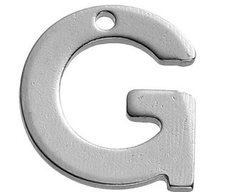 25 Letter G Charms Stainless Steel 11mm x 10mm, Initial Charms