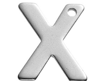 25 Letter X Charms Stainless Steel 11mm x 9mm, Initial Charms
