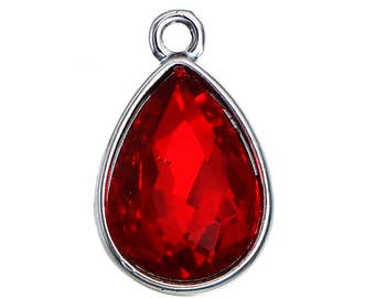 10 January Birthstone Charms, Red Pendants