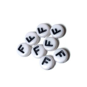 Acrylic Letter F Beads 7mm, Black & White Alphabet Beads image 2
