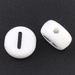 Letter I Beads 7mm, Black & White Alphabet Beads Letter i, Acrylic letter beads, Spacer Beads 7mm