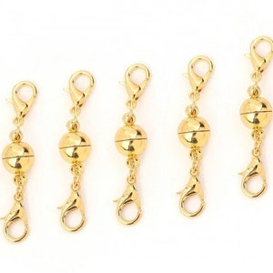 5 Magnetic Clasps For Jewelry Gold Plated 40mm x 8mm