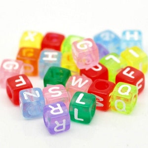 500 Cube Letter Beads 6mm, Transparent Alphabet Beads