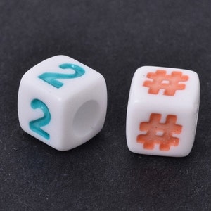 300 Number Beads 7mm Cube Bead