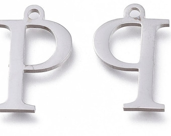 Rho Greek Letter Charms Stainless Steel, Greek Alphabet Charms