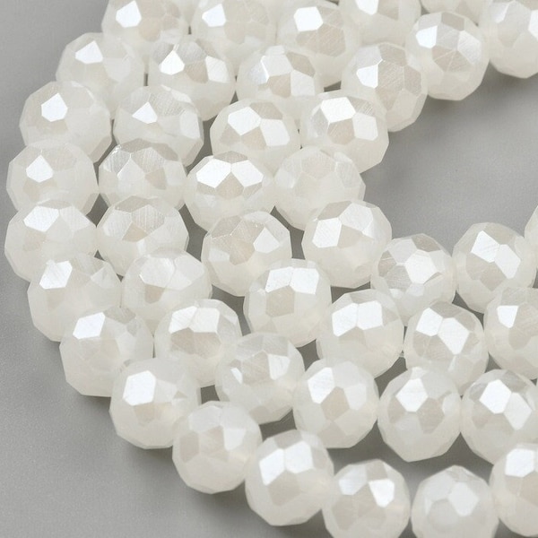 White Faceted  Rondelle Beads