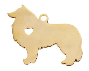 2 Collie Dog Charms Stainless Steel 31mm x 24mm, Blank Dog Tags, Stamping Supplies, Collie Pendant, 0284, 205