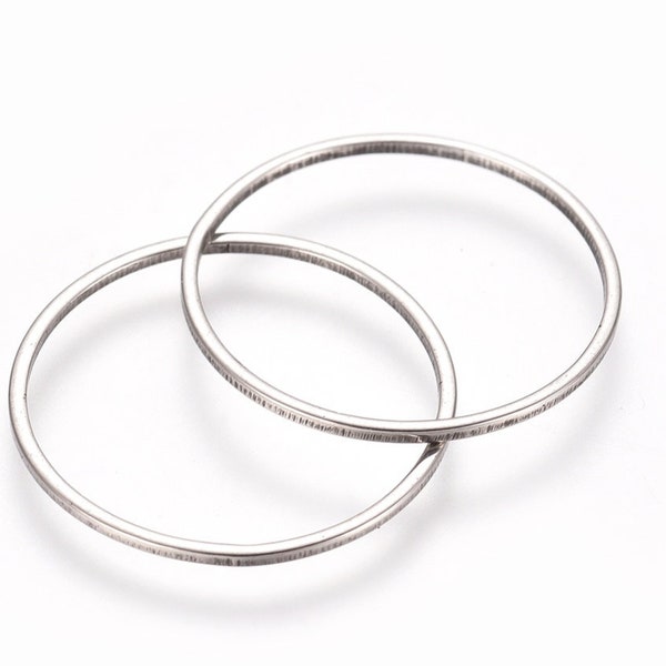 10 Round Stainless Steel Linking Rings, 19.5x0.8mm, Inner Diameter 18mm