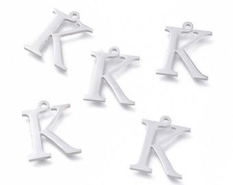 Kappa Greek Letter Charms Stainless Steel, Greek Alphabet Charms, Letter K Charms