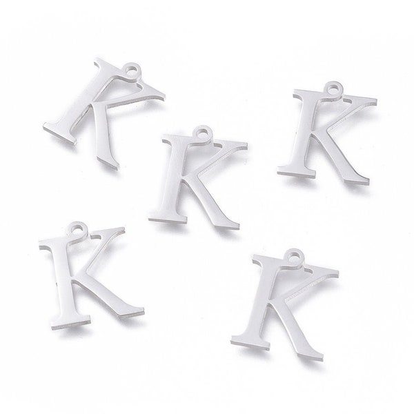 Kappa Greek Letter Charms Stainless Steel, Greek Alphabet Charms, Letter K Charms