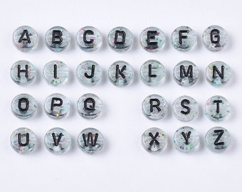 500 Glitter Alphabet Beads, 7mm Acrylic letter beads