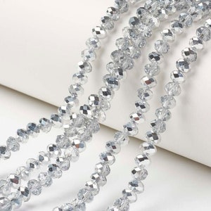 Two tone silver and transparent rondelle beads 10mm 8mm 6mm 4mm 3mm