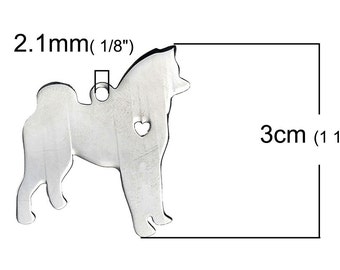 Akita Dog Charm Stainless Steel, Dog Tag, Stamping Supplies