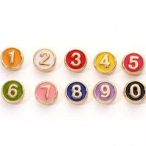 Enamel Number Beads, Metal Number Beads