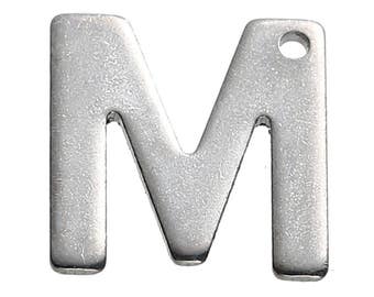 25 Letter M Charms Stainless Steel, Initial Charms, 770