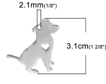 Pit Bull Terrier Dog Charm Stainless Steel, Stamping Supplies, Pit Bull Terrier Pendant