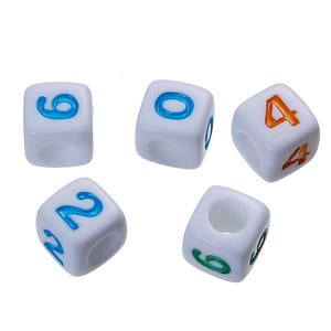 200 Number Beads 7mm Cube Beads