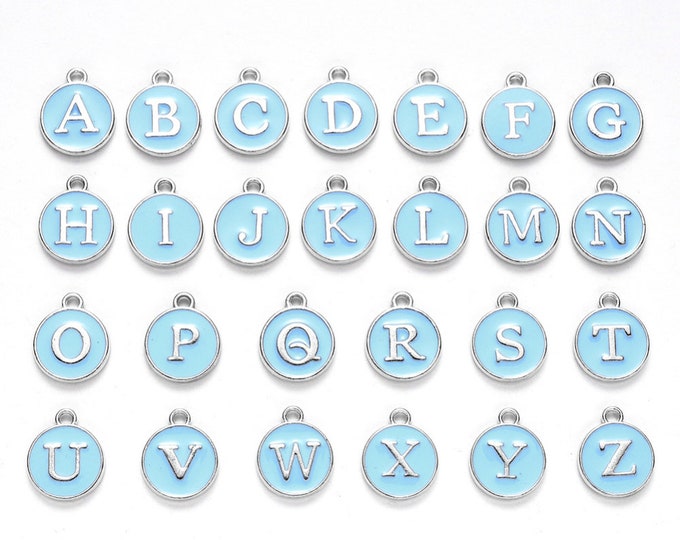 527 1 Alphabet Initial Charm with bail bead
