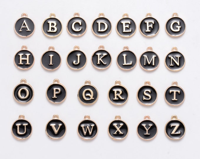 527 1 Alphabet Initial Charm with bail bead