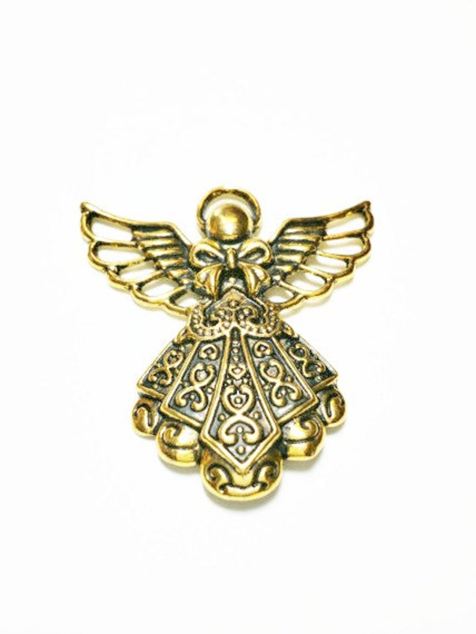 2 Large Angel Charms antique gold tone C3 Etsy