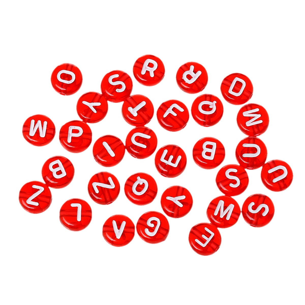 Red & White Alphabet Beads, 7mm Acrylic letter beads, ABC letter bead…