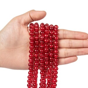 100 Red Crackle Glass Beads 8mm, 8mm Green Round Beads image 5