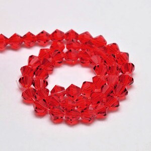 6mm Red Bicone Bead Strands